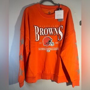 Orange Cleveland Browns NFL Sweatshirt rhinestone star sleeve medium nwt
